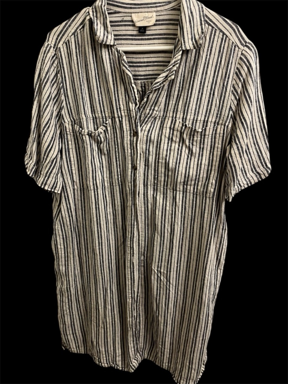 Universal Thread Navy and White Striped Midi Shirt Dress